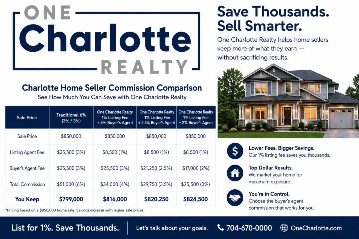 1% Listing vs 6% Commission in Charlotte: How Much More Can You Keep?