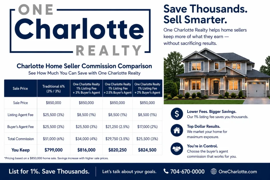 1% Listing vs 6% Commission in Charlotte: How Much More Can You Keep?