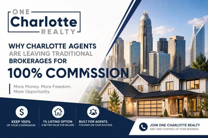Charlotte Realtors leaving traditional real estate brokers for 100% commission Realty models