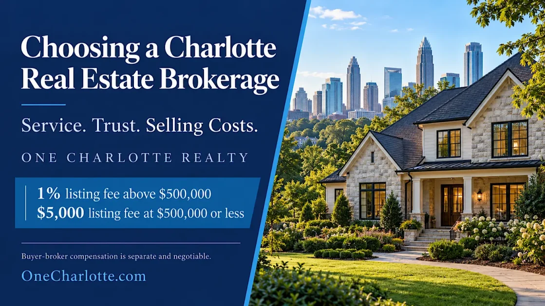Choosing a Charlotte real estate brokerage with One Charlotte Realty: service, trust, and lower listing fees.