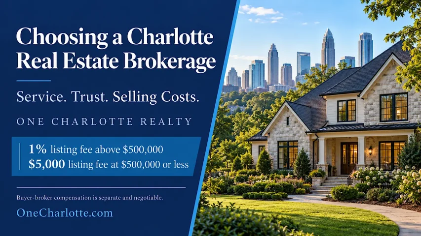 Choosing a Charlotte real estate brokerage with One Charlotte Realty: service, trust, and lower listing fees.